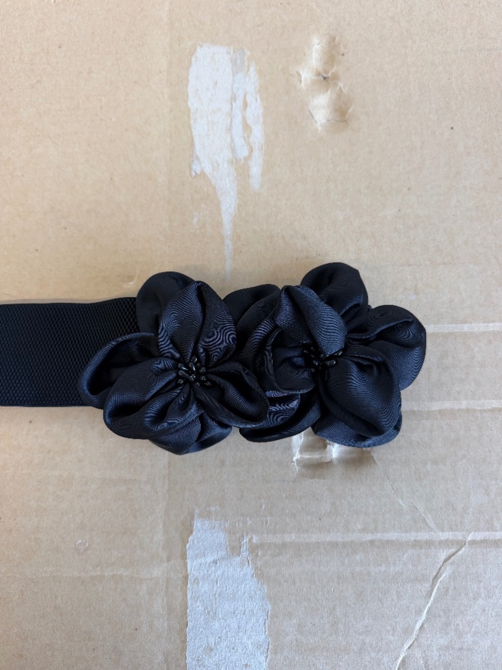 Faux Satin Flower Elastic Belt
